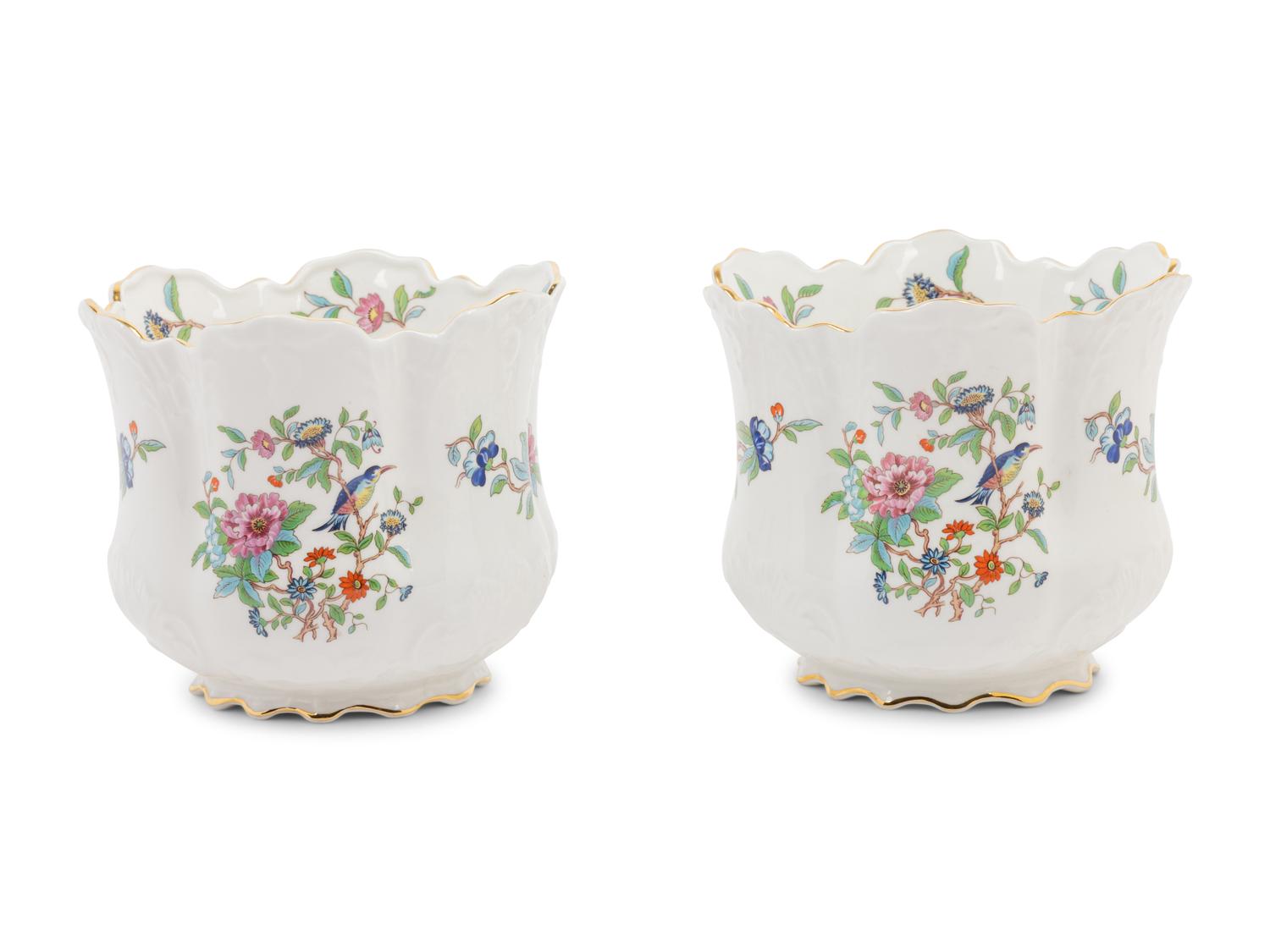 A Pair of Aynsley Porcelain Cache Pots