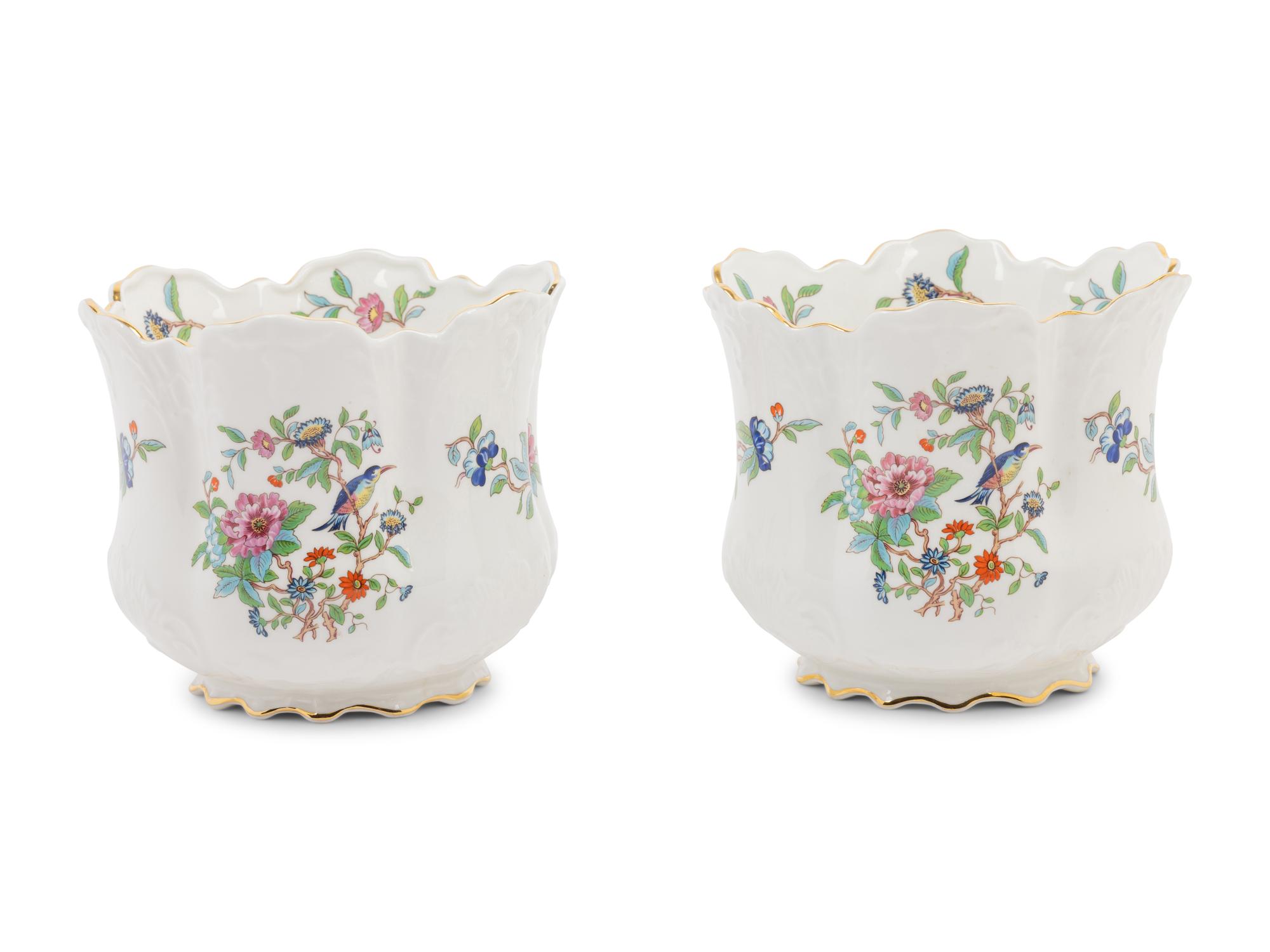 A Pair of Aynsley Porcelain Cache Pots