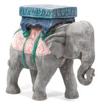 A Carved and Painted Wood Elephant-Form Table Height 19 inches. — 20TH CENTURY