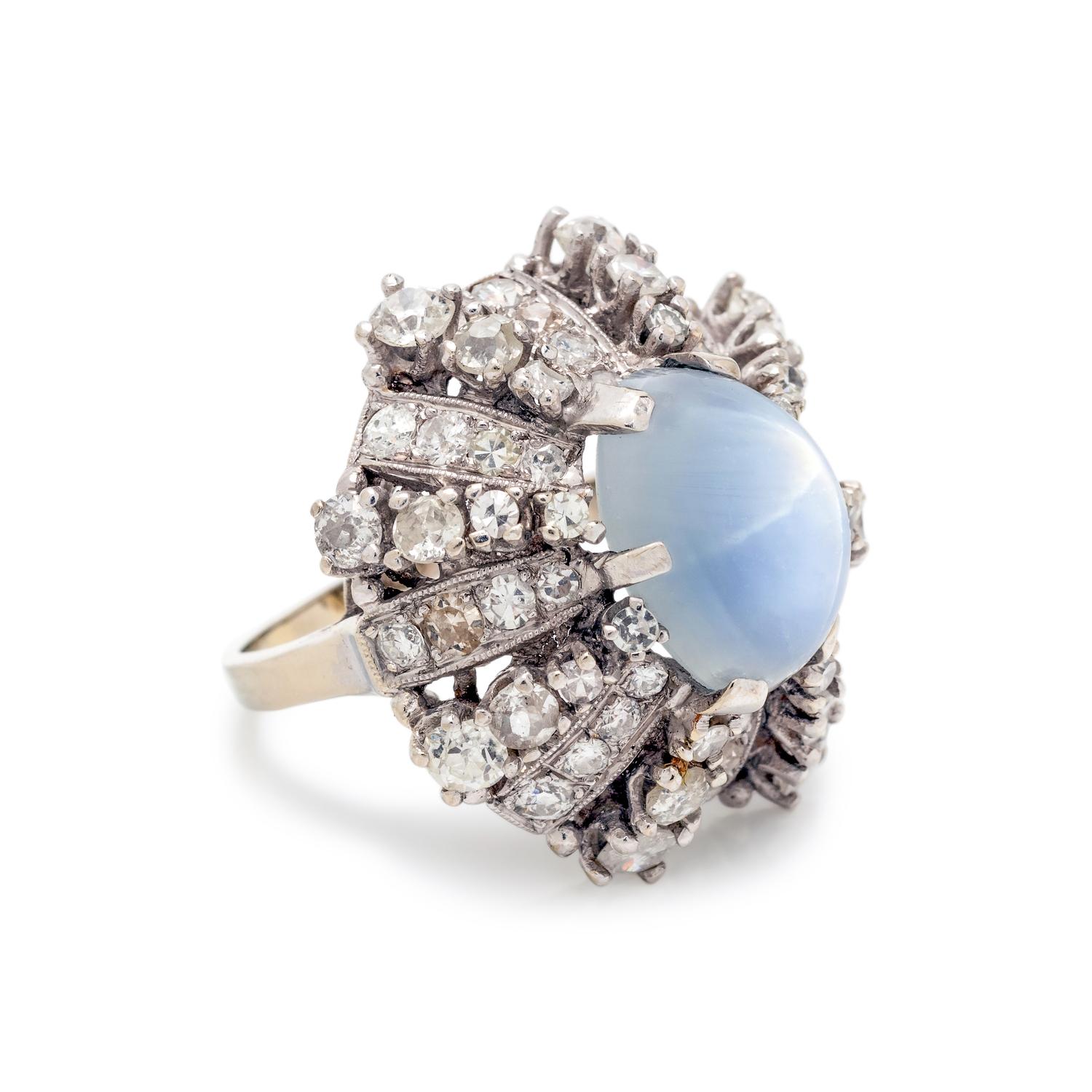 STAR SAPPHIRE AND DIAMOND RING