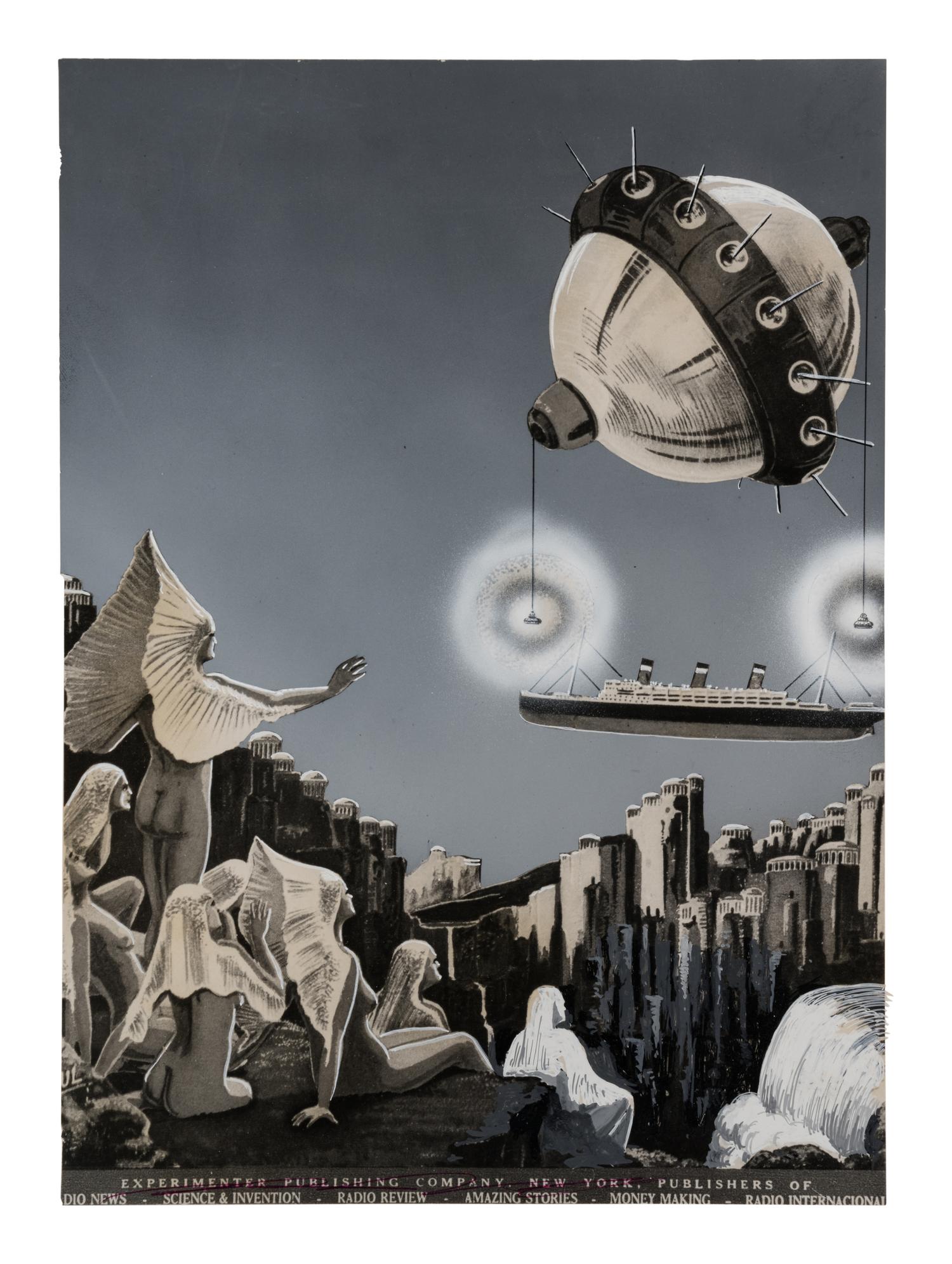 PAUL, Frank R. (1884-1963). Group of 6 painted photographs made for Gernsback's Forecast Magazine. c. 1955-1965.