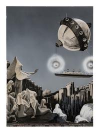PAUL, Frank R. (1884-1963). Group of 6 painted photographs made for Gernsback's Forecast Magazine. c. 1955-1965.