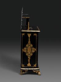 A Victorian Black Lacquered, Parcel Gilt and Mother-of-Pearl Inlaid Sideboard