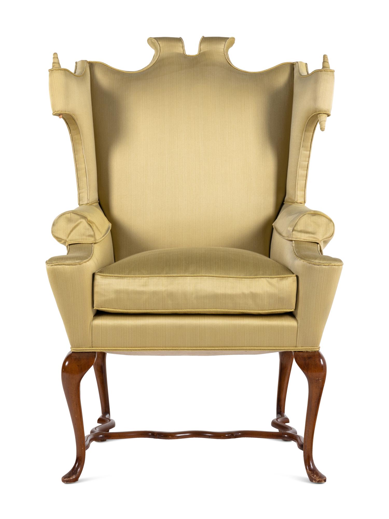 A Queen Anne Style Walnut Wing Chair
