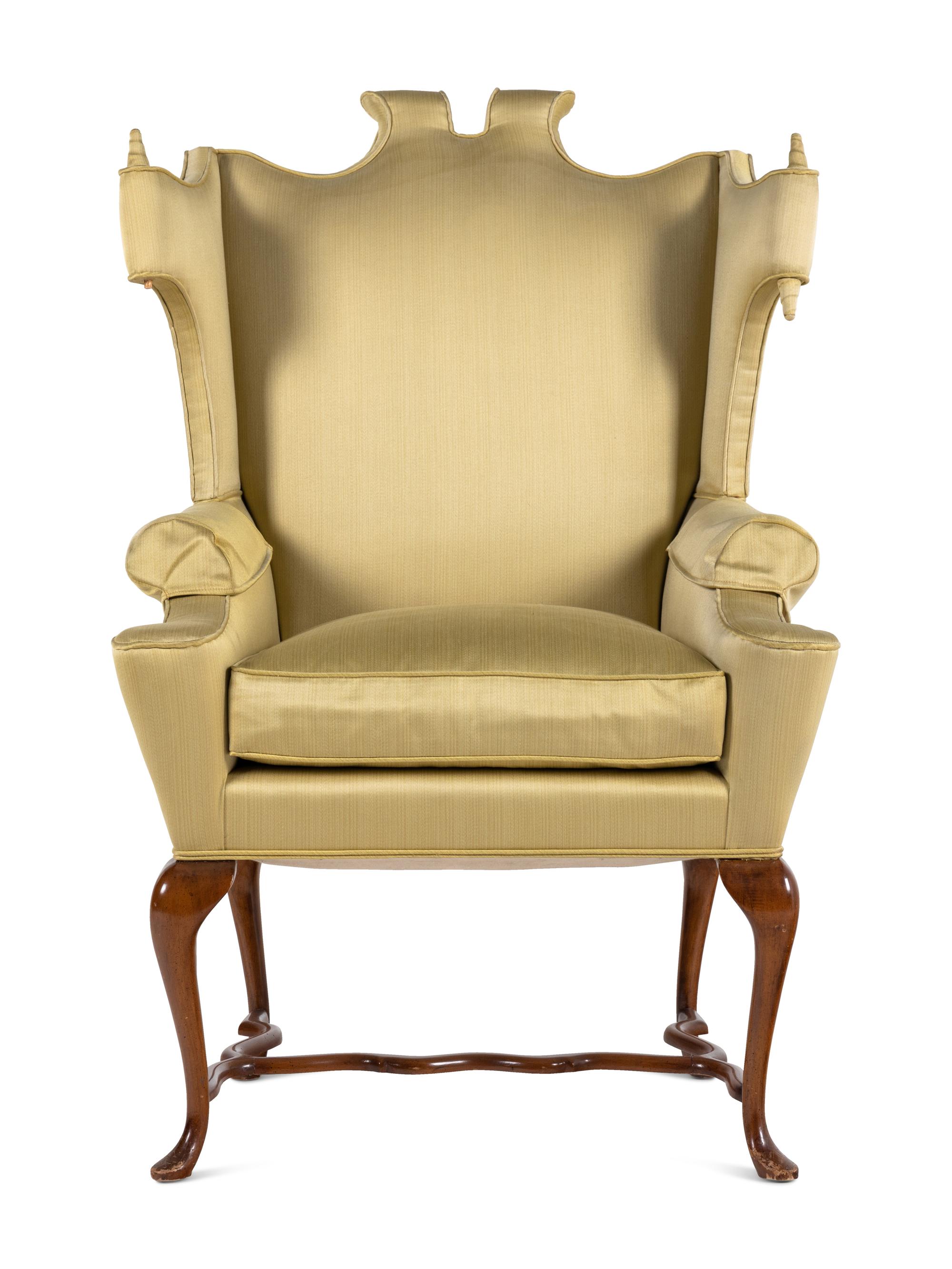 A Queen Anne Style Walnut Wing Chair