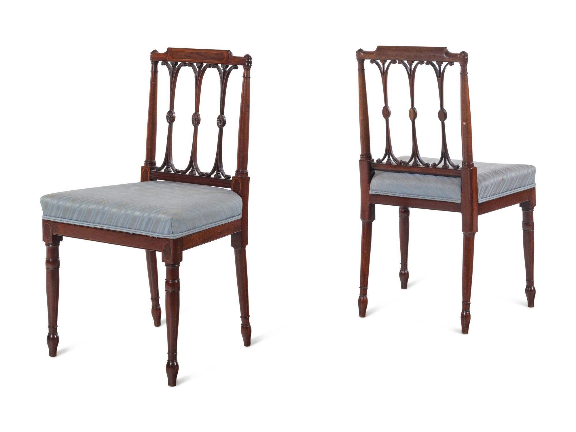 A Pair of Federal Inlaid Mahogany Side Chairs