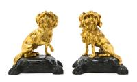 A Pair of Continental Gilt and Patinated Bronze Models of Spaniels Height 8 1/4 inches. — LATE 20TH CENTURY
