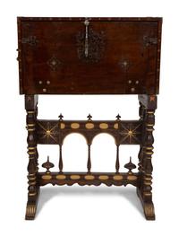 A Spanish Renaissance Style Walnut Vargueno on Later Stand