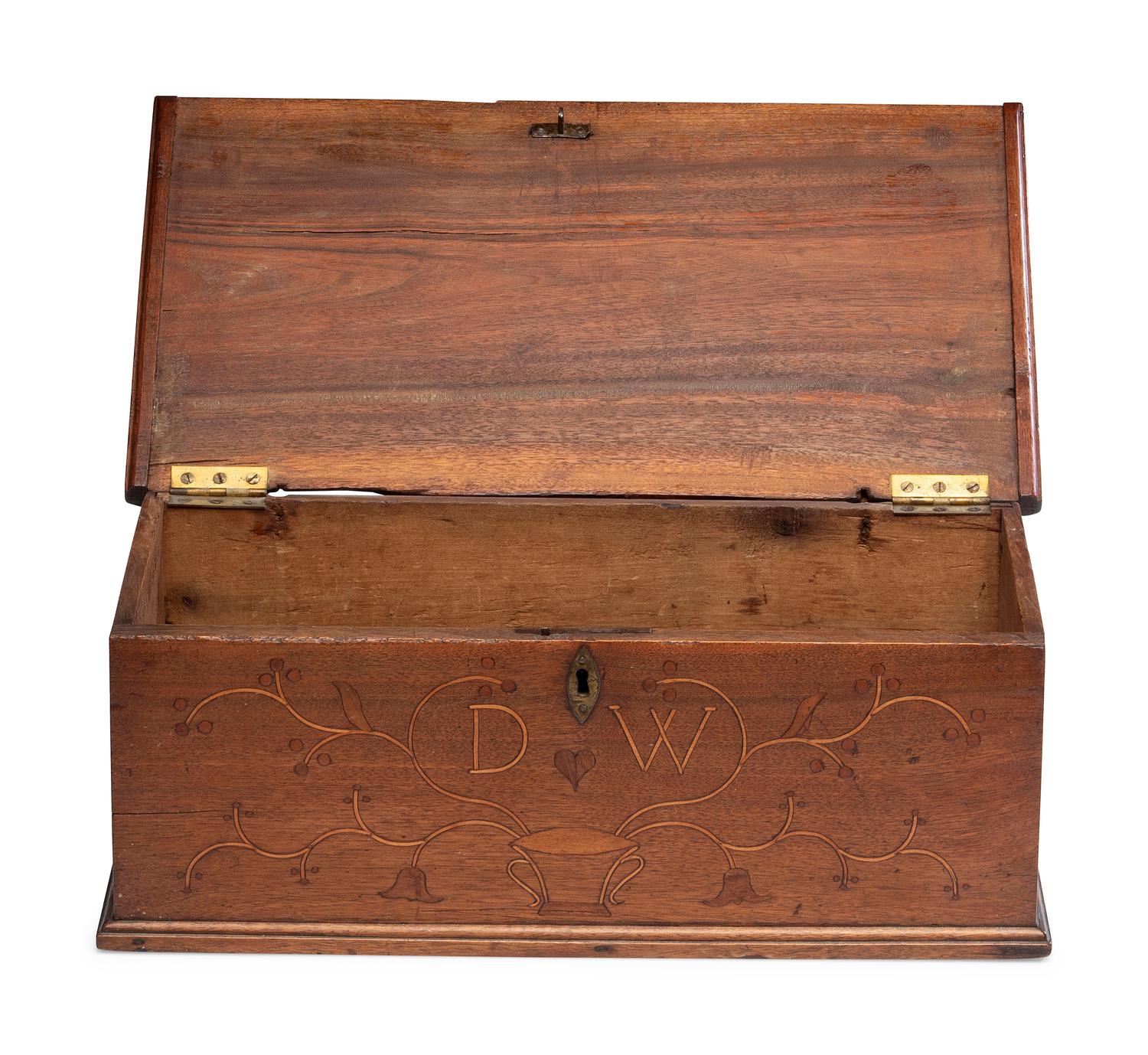 A Rare William and Mary Vine and Berry Inlaid Walnut Document Box