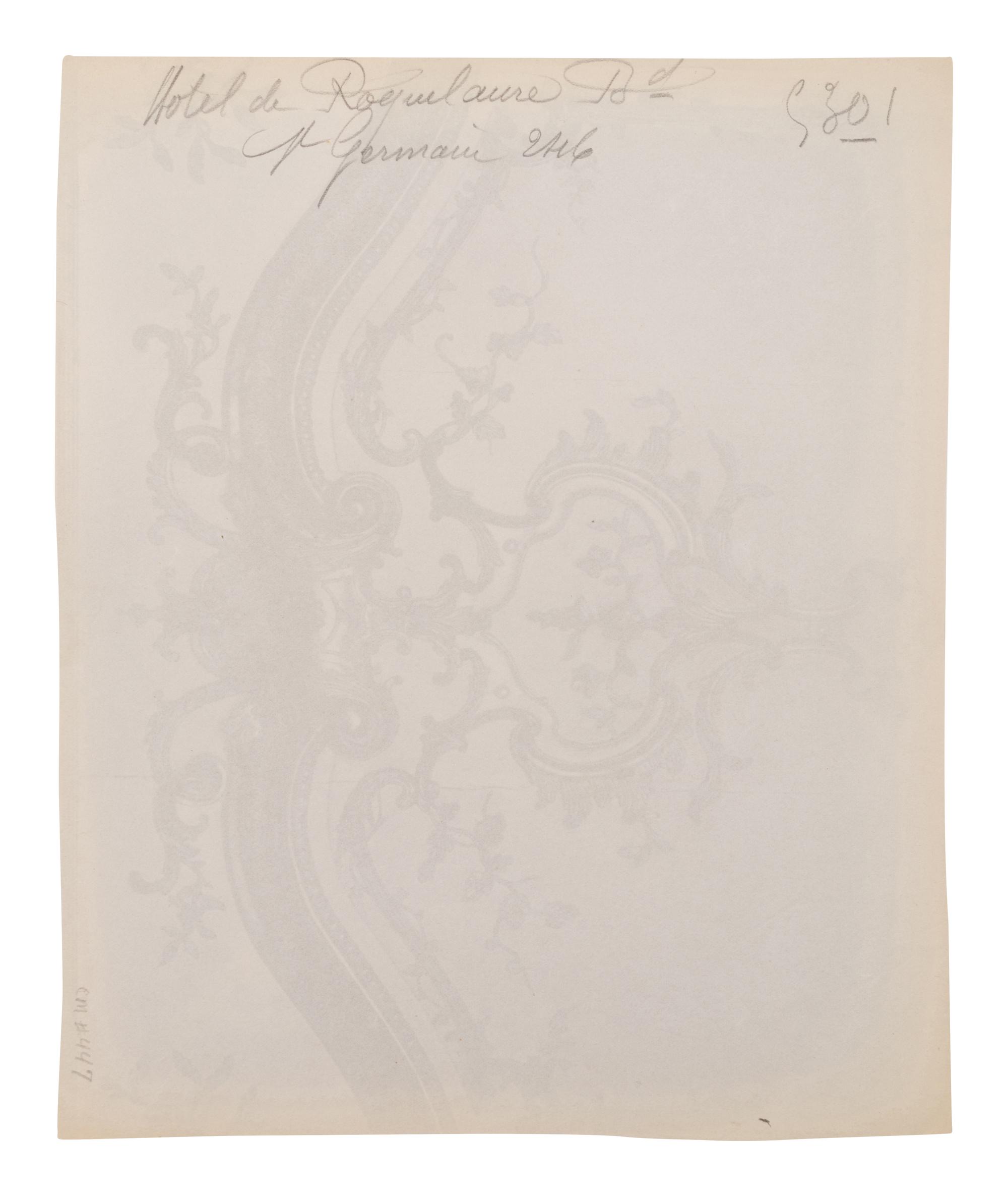 A group of six photographs depicting early 20th Century Parisian architectural details (Saints-Gervais-et-Protais, 1903-1904; Ambassade d'Autriche, 57 rue de Varenne, 1905; La Monnaie-quai Conti [5234], 1905-1906; Hôtel de Roquelaure, boulevard Saint-Germain, 246, 1905-1906; Hôtel de la Duchesse, de Narbonne, rue Varenne 45, 1907; [Cluny–Diane Chasseresse. Art Français. École J. Goujon], 1911)