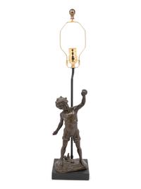 A Continental Bronze Figure Mounted as a Lamp