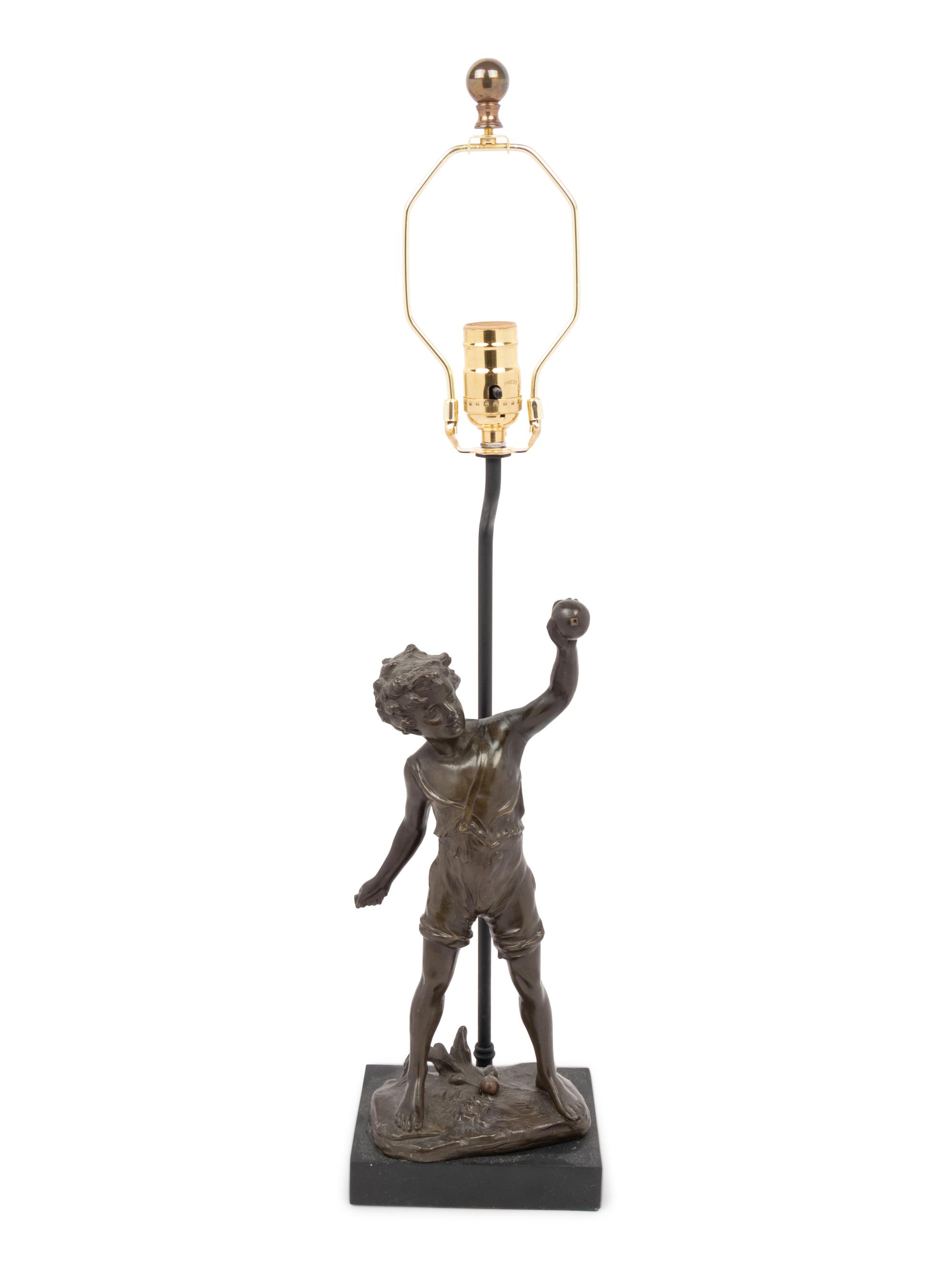 A Continental Bronze Figure Mounted as a Lamp