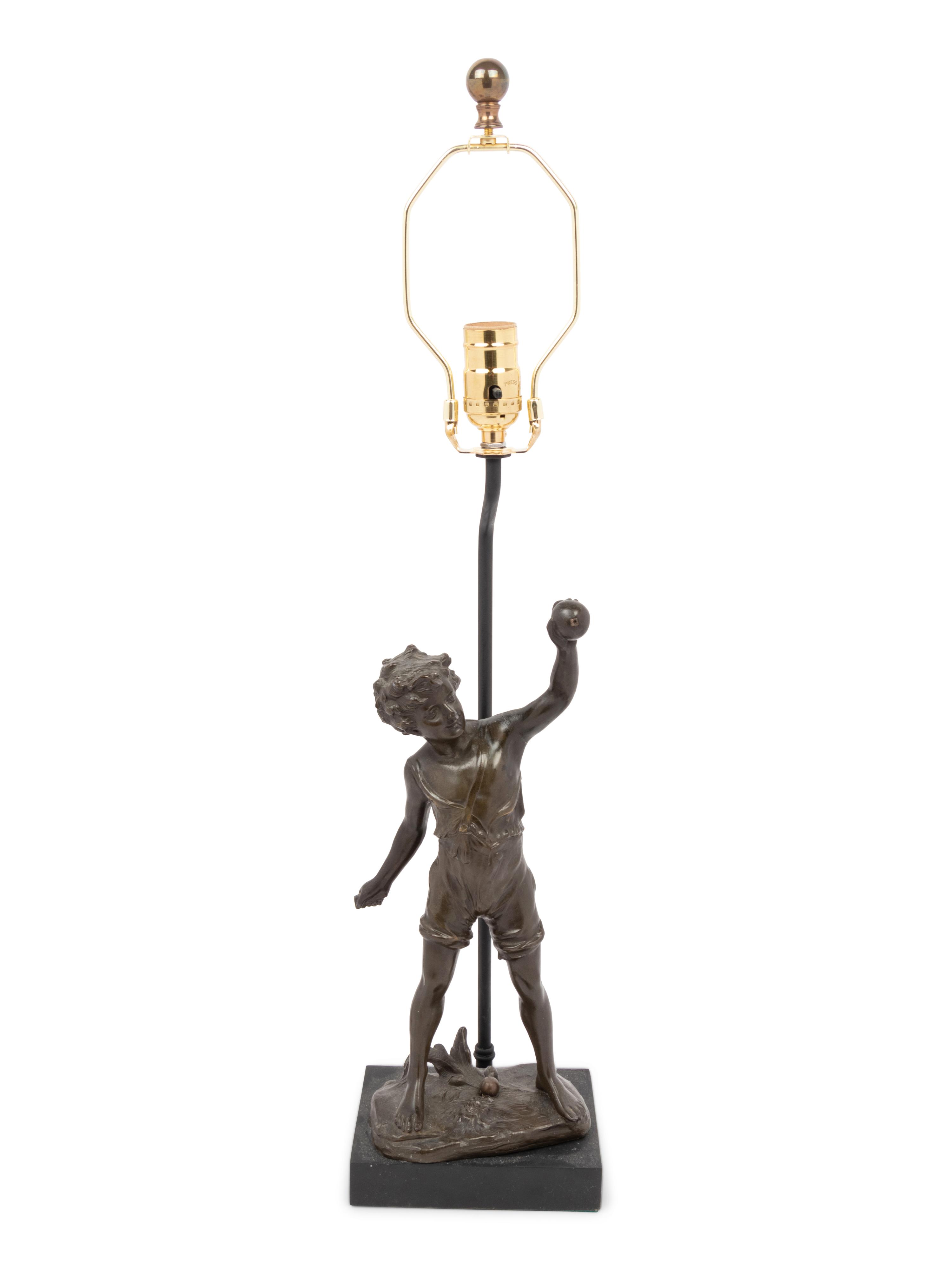 A Continental Bronze Figure Mounted as a Lamp