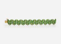 An 18K Yellow Gold, Enamel, and Diamond Bracelet