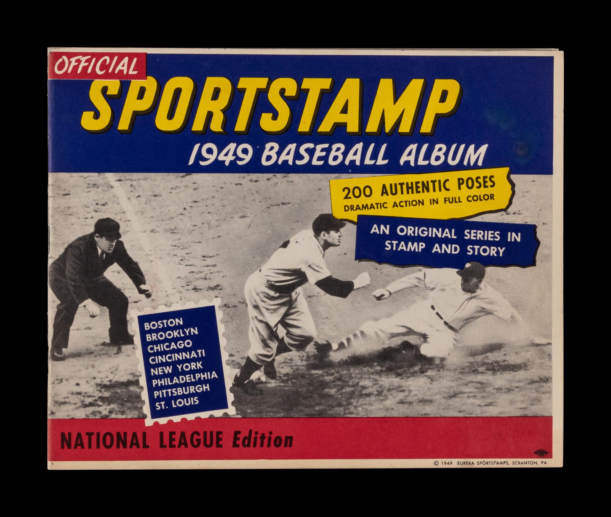 A 1949 Baseball Sports Stamp Album National League Edition Complete With Jackie Robinson Stamp