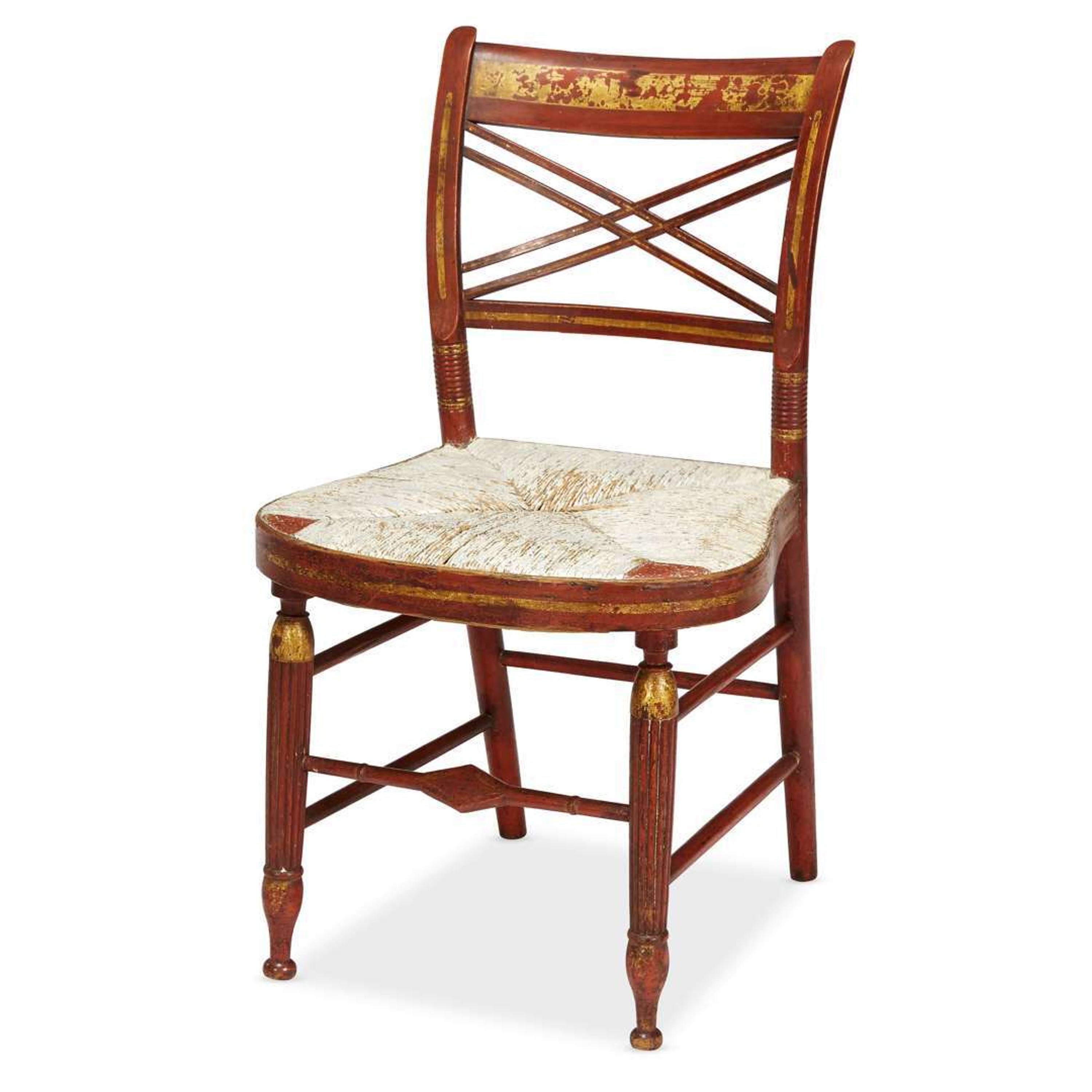 Classical red-painted and gilt-decorated fancy chair circa 1825