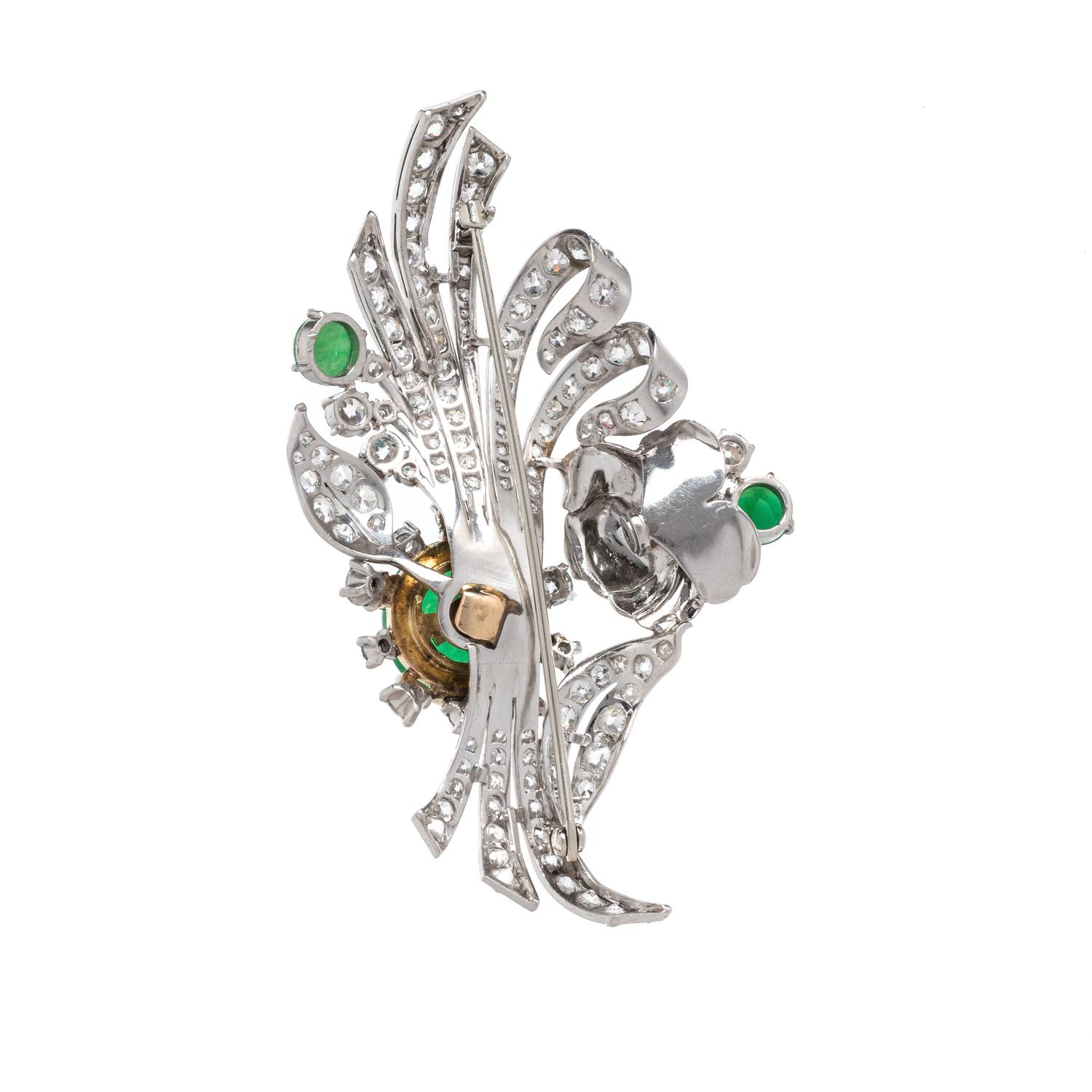 JADE AND DIAMOND BROOCH