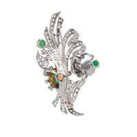 JADE AND DIAMOND BROOCH