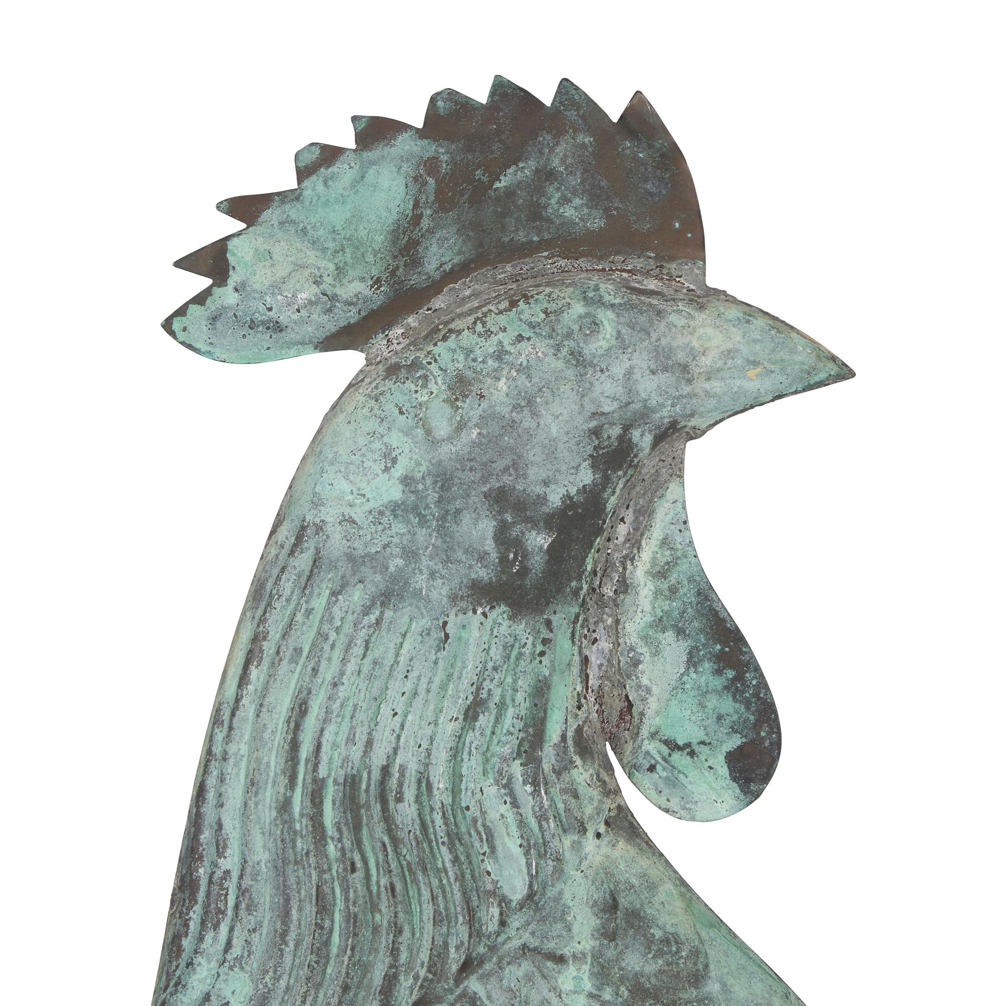 A Patinated and Molded Copper Rooster Weathervane