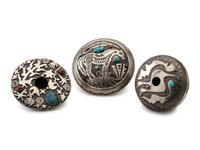 Silver Seed Jars, with Coral and Turquoise