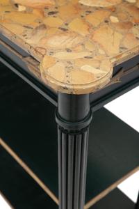 An Empire Style Painted and Gilt Bronze Mounted Faux Marble Top Console Table