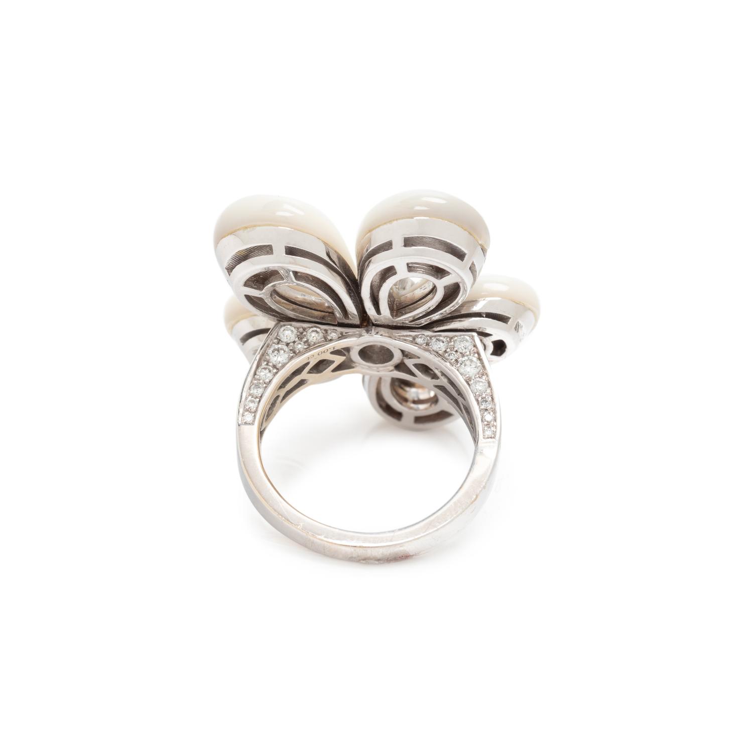 BULGARI, MOTHER-OF-PEARL AND DIAMOND FLOWER RING