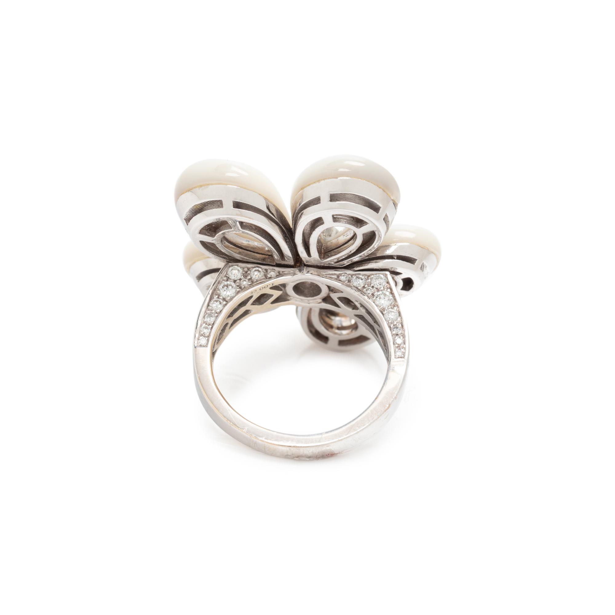 BULGARI, MOTHER-OF-PEARL AND DIAMOND FLOWER RING