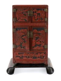 A Chinese Cinnabar Lacquer Kang Cabinet — EARLY 20TH CENTURY