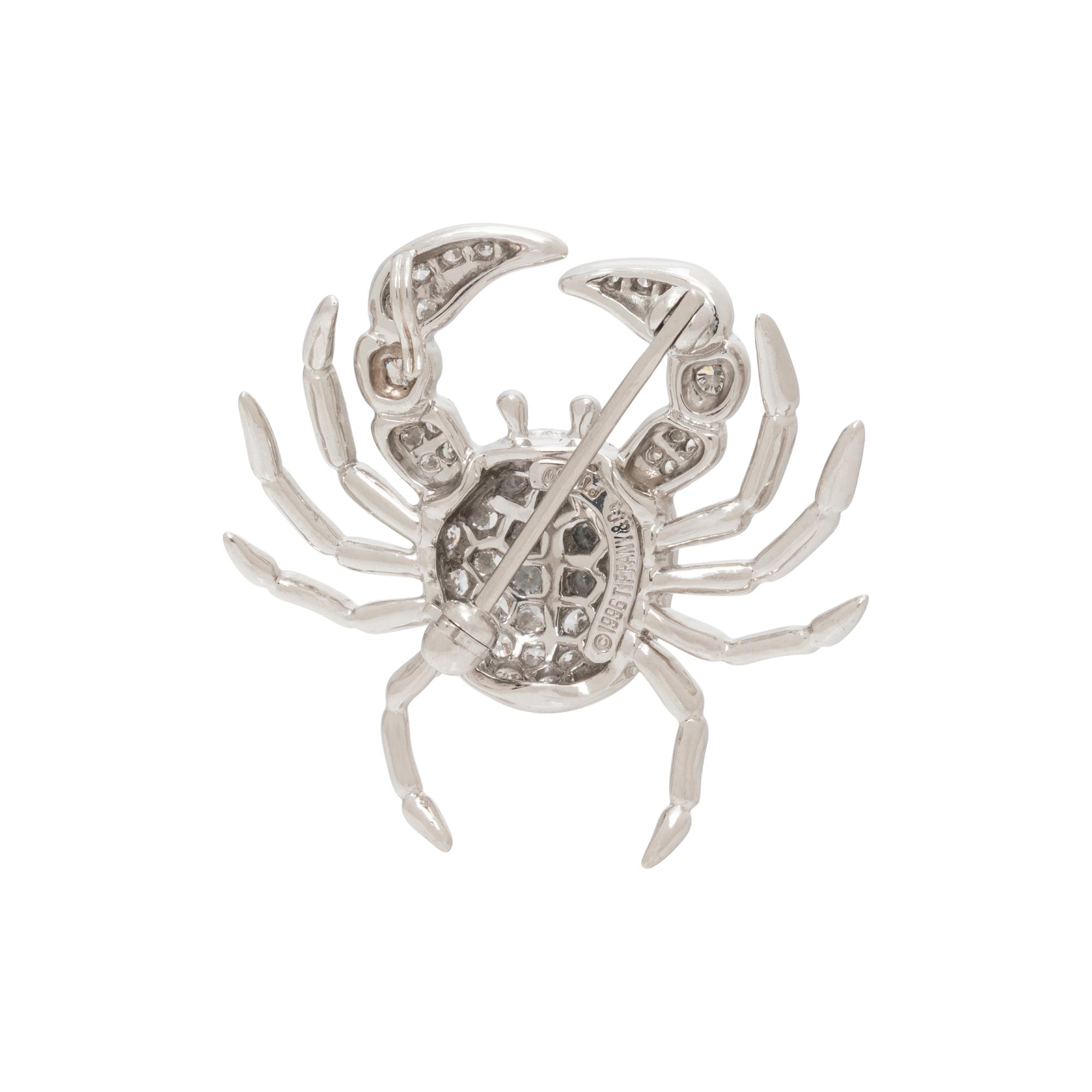 TIFFANY & CO., DIAMOND AND PLATINUM CRAB BROOCH