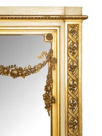 A Louis XVI Style Painted and Parcel Gilt Overmantel Mirror