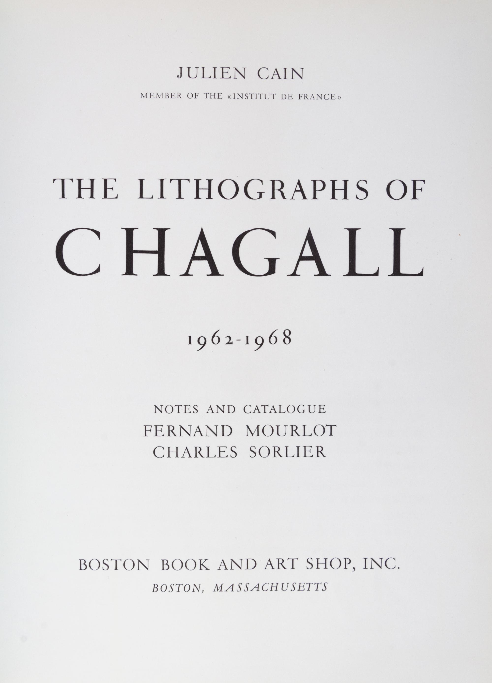 (CHAGALL, MARC) MOURLOT, FERNAND. Chagall lithograph III. Boston, (1969). Original litho. dj and frontispiece.