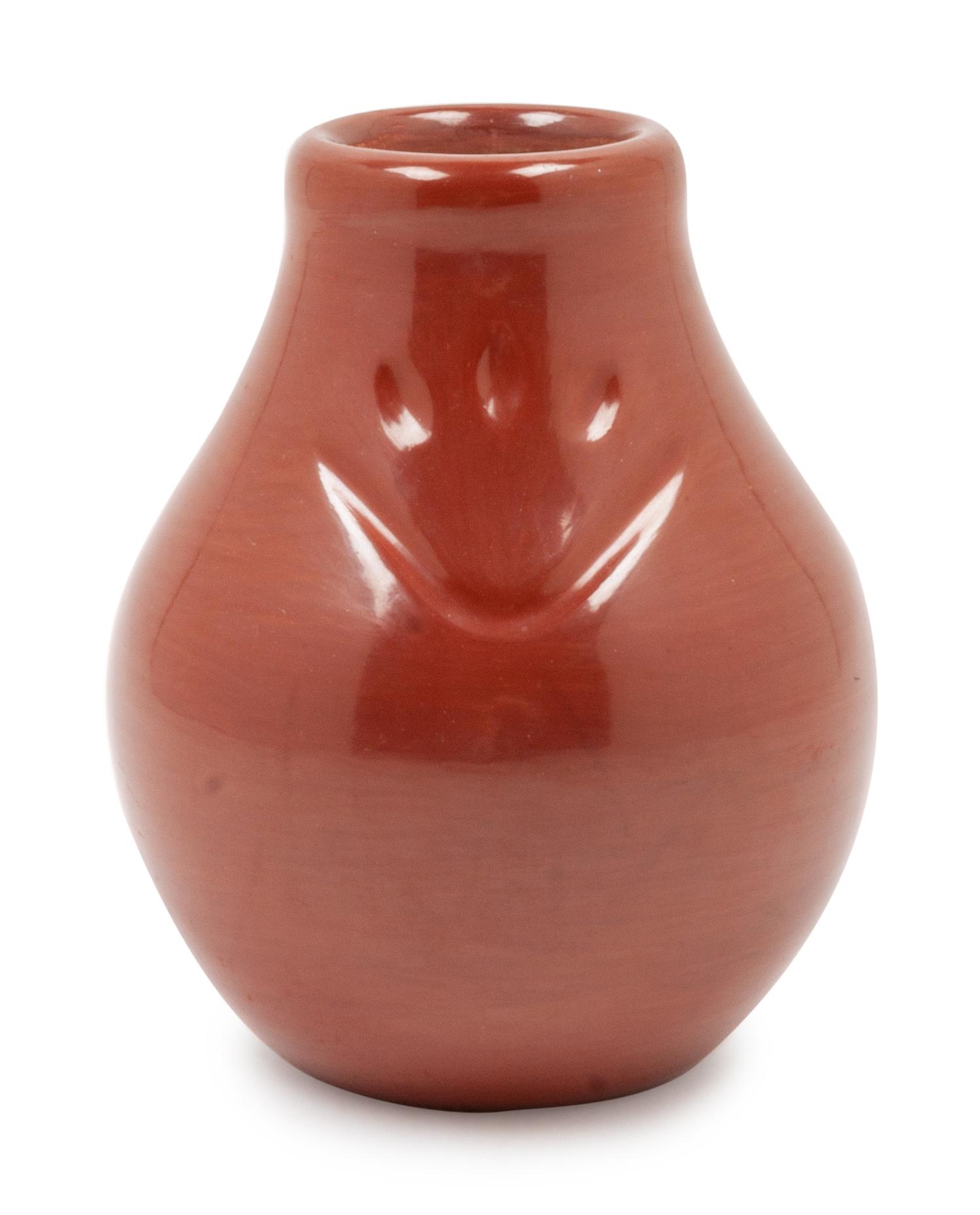 Redware Vase with Bear Paw