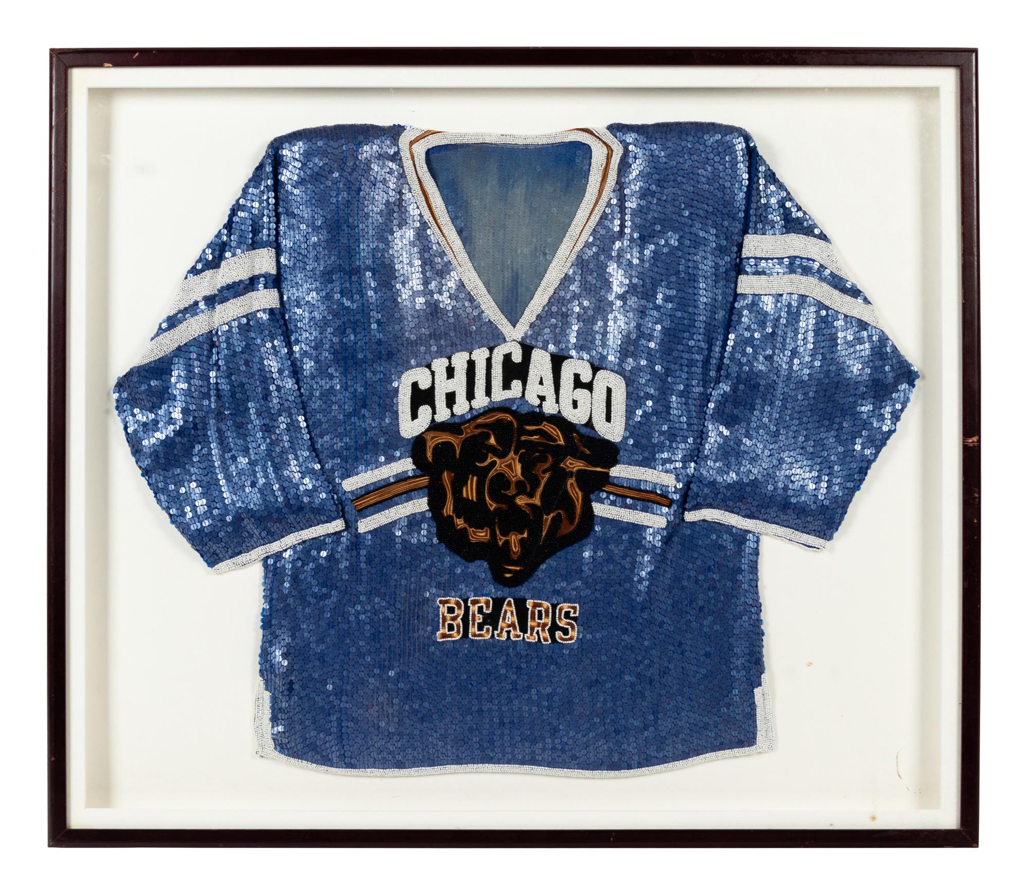 A Sequined Chicago Bears Jersey Presentation Formerly Displayed at Mike Ditka’s Restaurant