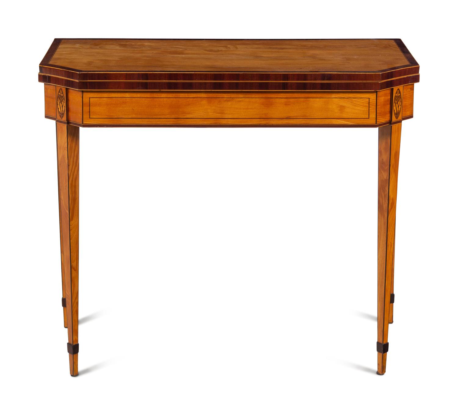 A George III Satinwood and Marquetry Flip-Top Table