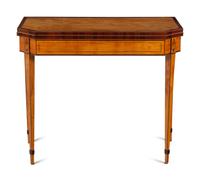 A George III Satinwood and Marquetry Flip-Top Table