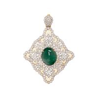 EMERALD AND DIAMOND PENDANT/BROOCH