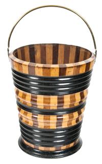 An English Regency Specimen Wood Peat Bucket Height 13 1/2 x diameter 12 inches. — 19TH CENTURY