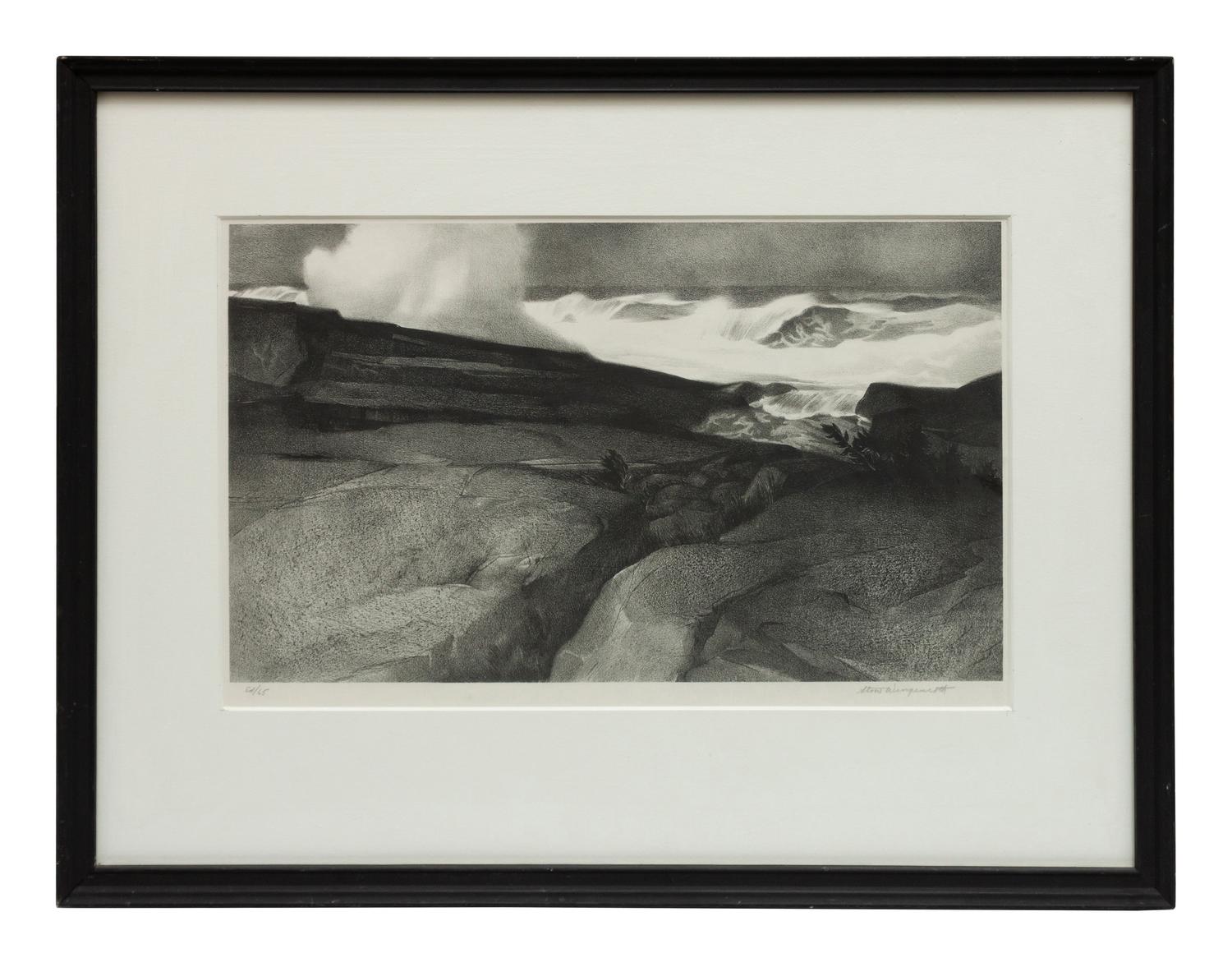 A group of four prints ( Along the Delaware, New Hope, Pennsylvania, 1949; Cat Boat, Ogunquit, Maine , 1951; Demonstration print printed at Albright Gallery, Buffalo NY, (Rockport Massachussetts), 1939; Title not known)