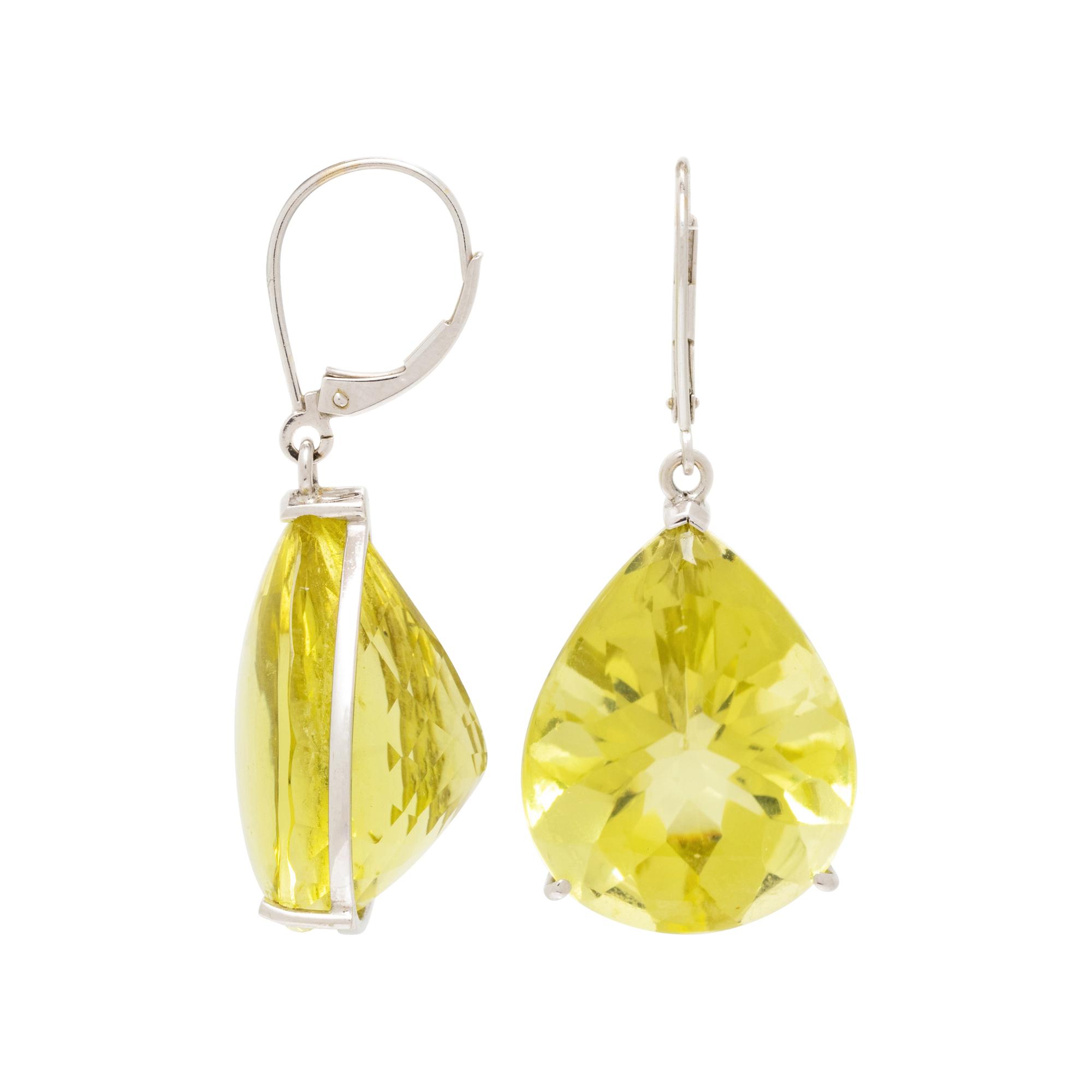 LIME QUARTZ AND WHITE GOLD EARRINGS