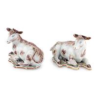 A Pair of Delftware Recumbent Bulls