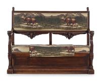 An English Carved Walnut Hall Bench