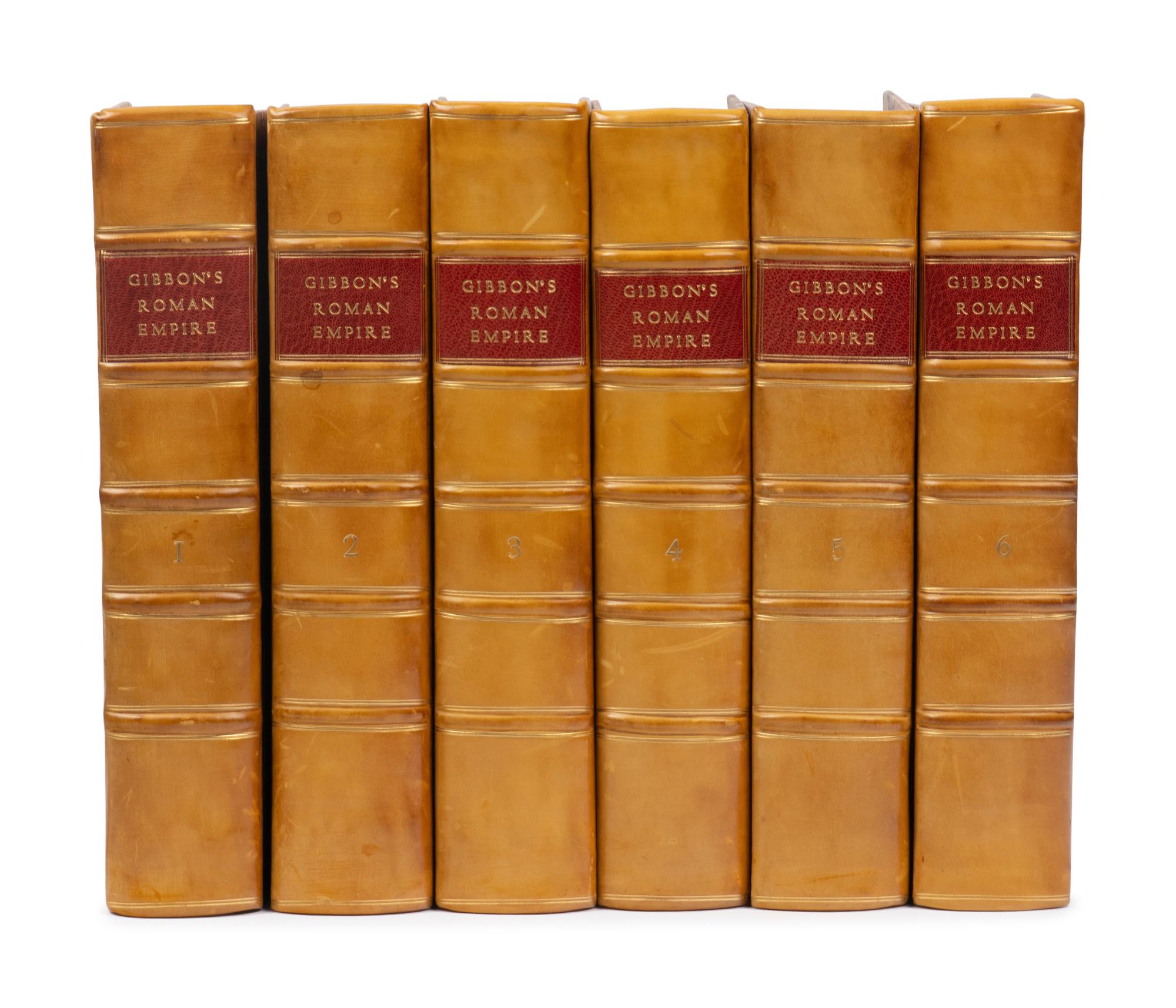 GIBBON, Edward (1737-1794). History of the Decline and Fall of the Roman Empire, Volume the First [-Sixth] . London: W. Strahan & T. Cadell, 1776-1788.