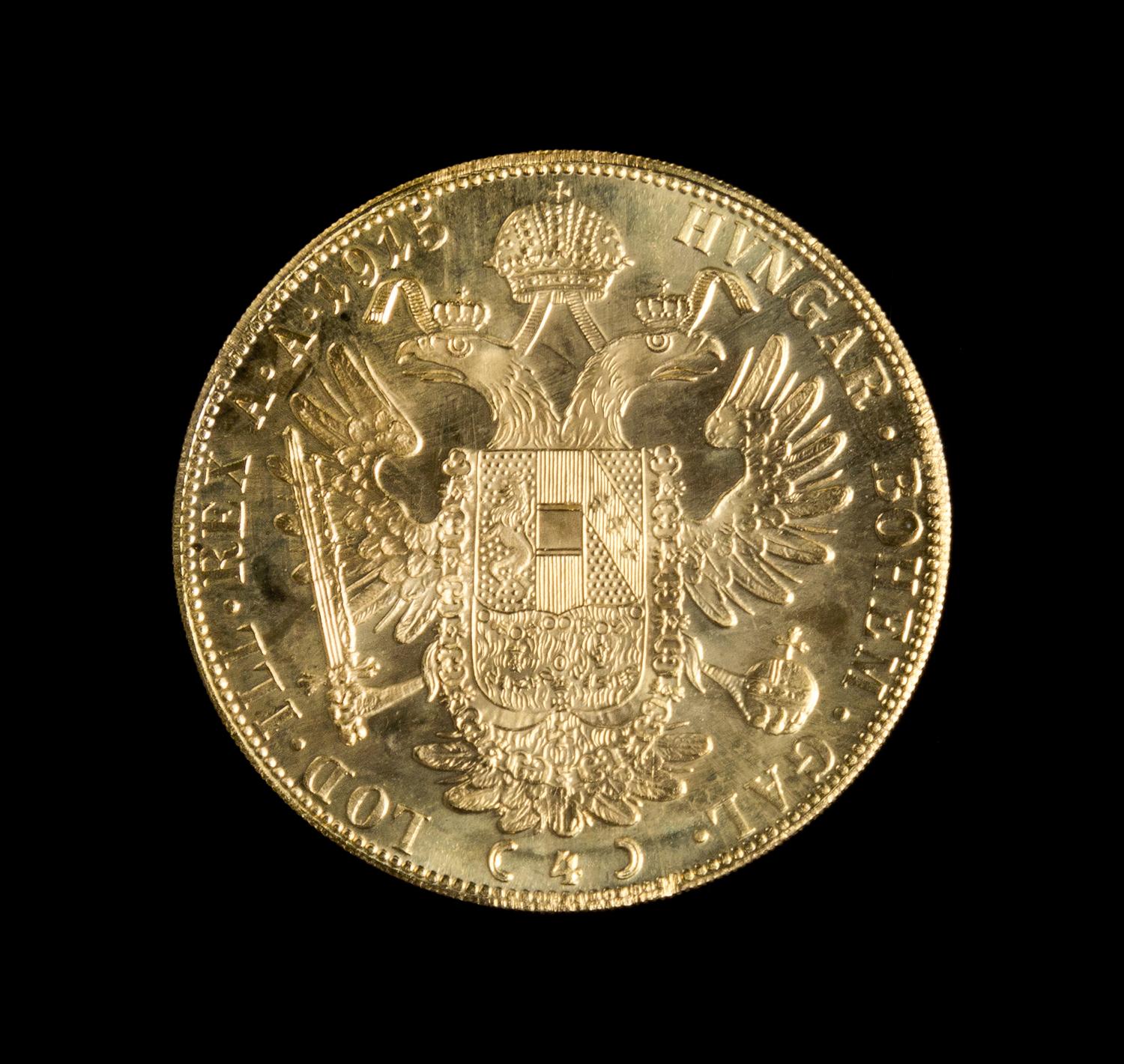 An Austro-Hungarian 1915 Four-Ducat Gold Coin