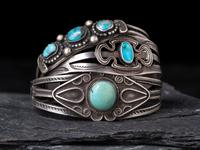 Navajo Silver and Turquoise Cuff Bracelets
