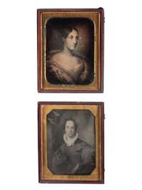 [EARLY PHOTOGRAPHY]. A group of 5 daguerreotypes and ambrotype of painted portraits, including: