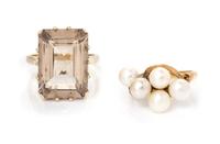 A Collection of 14 Karat Yellow Gold and Gemstone Rings, 7.60 dwts.