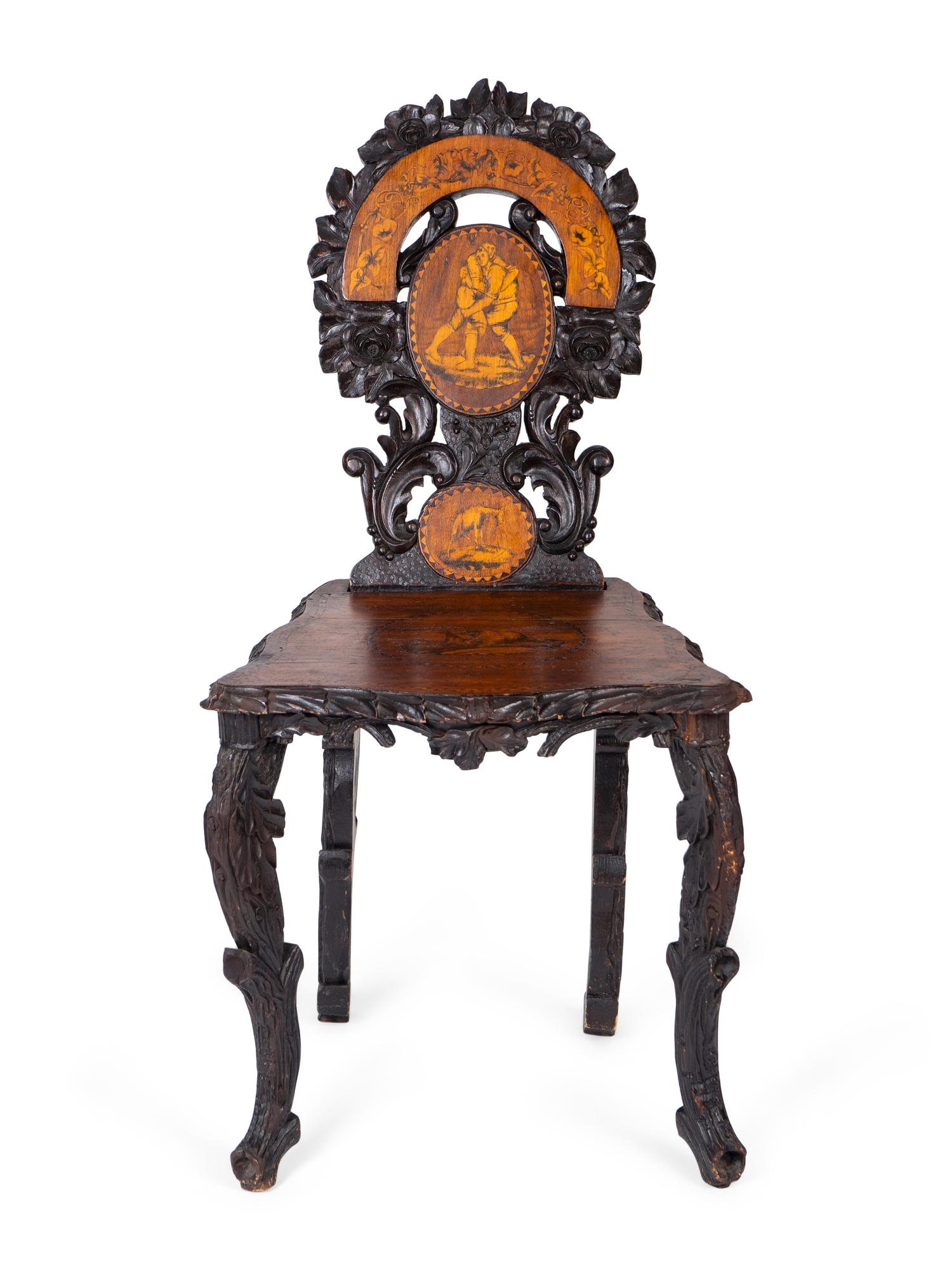 A Victorian Aesthetic Inlaid Hall Chair — 19TH CENTURY