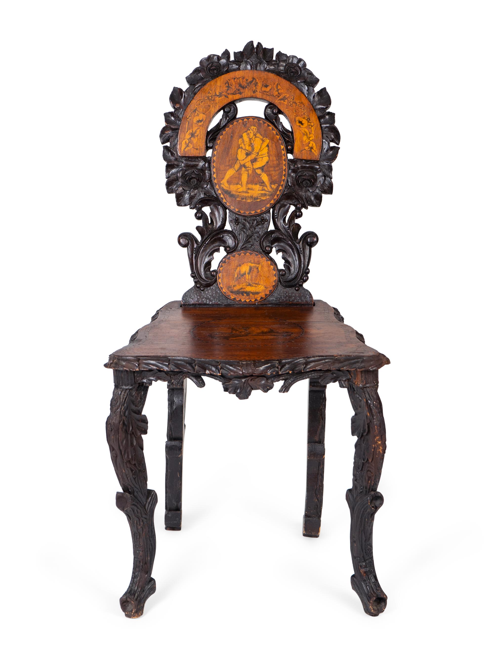 A Victorian Aesthetic Inlaid Hall Chair — 19TH CENTURY