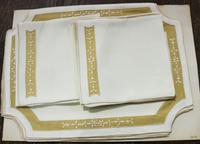 Three Sets of Constance Leiter Hand Embroidered Table Linens Height 68 x width 108 inches.
