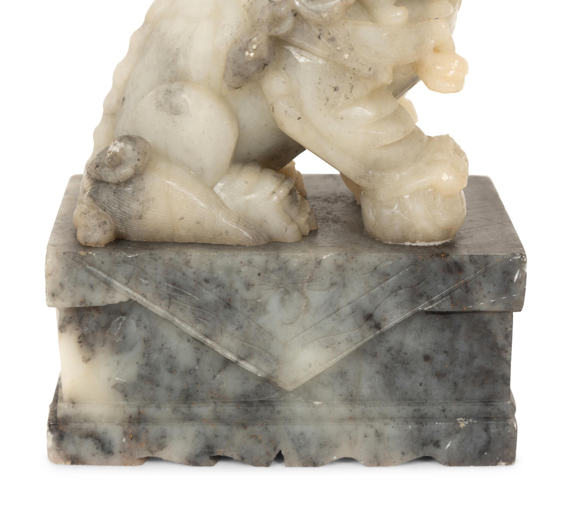 A Pair of Chinese Carved Hardstone Temple Guardians